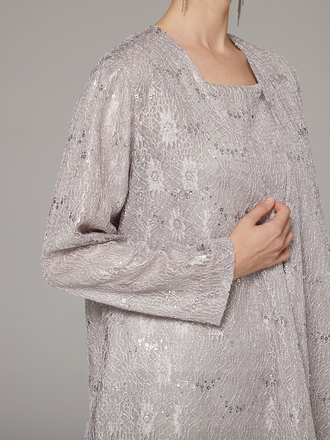 Terninho Traje de 3 peças Longo Vestido Para Mãe dos Noivos Sem Manga Scoop pescoço Elegante Convidado do casamento Chiffon Renda Embrulho incluido com Lantejoulas de 2026 por $183.99 –P7