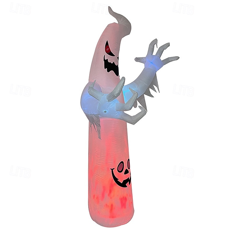 1 lampada gonfiabile da 2,4 m/8 piedi con striscia luminosa bianca a forma di fiamma per Halloween, modello ad aria, per interni ed esterni, cortile, giardino, prato, atmosfera di festa, spina del 2025 a $47.99 –P1