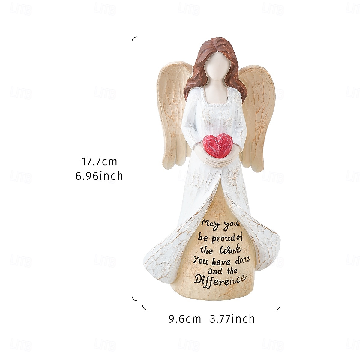 1 pezzo di un angelo creativo in resina che tiene un cuore rosso con uno slogan in inglese è un elemento decorativo adatto per pareti di sfondo per TV, ingressi, sale studio, scrivanie per uffici e del 2025 a $14.99 –P2