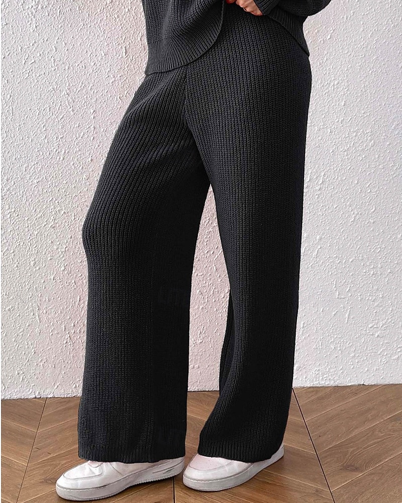 Γυναικεία Πλατύ Πόδι Πλατύ παντελόνι ανάπαυσης Κομψό στυλ street Καθημερινό Πλήρες μήκος Φυσικό Σκέτο Ελαστική μέση Άνετο ΕΞΩΤΕΡΙΚΟΥ ΧΩΡΟΥ Διακοπές Εξόδου Πορτοκαλοκόκκινο Κάμελ Μαύρο Χειμώνας 2025 - $24.99 –P6