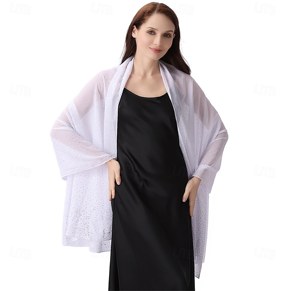 scialli e stole da donna per abiti da sera, scialli in chiffon trasparente con strass scintillanti, copriabiti formali del 2025 a $31.99 –P9