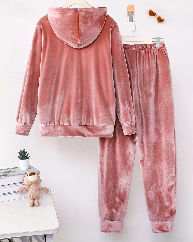 Dam Aktiv Streetwear Blus Huvtröja Byxuppsättningar Långärmad Huva Ensfärgat Rynkad Semester Dagliga kläder Rodnande Rosa Vin Blå Höst Normal 2025 - $31.99 –P2