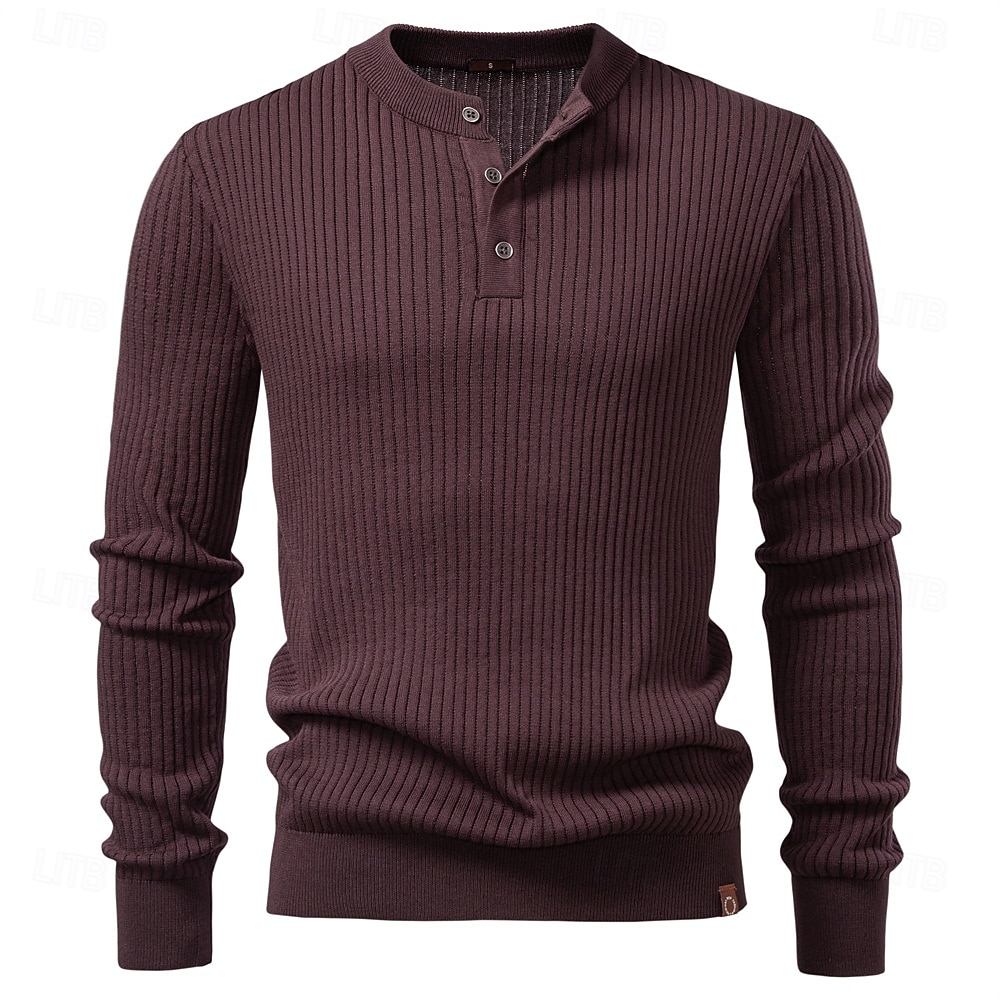 Homme Pull Tricoter Tunique Boutons Couleur Unie Henley ancien Quotidien École Maison Vêtement Tenue Printemps Automne Noir Rouge Bordeaux S M L de 2025 ? $32.99 –P3