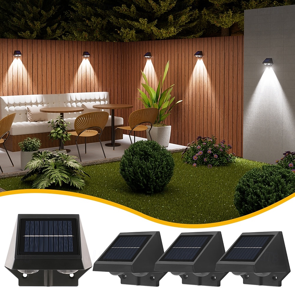 2/4 sztuki solarnej lampy ściennej, wodoodpornej, zewnętrznej, ogrodowej, do oświetlenia ściennego, domu, balkonu, świątecznej dekoracji, nastrojowej lampy, willi, lampy ulicznej 2026 - $21.99 –P1