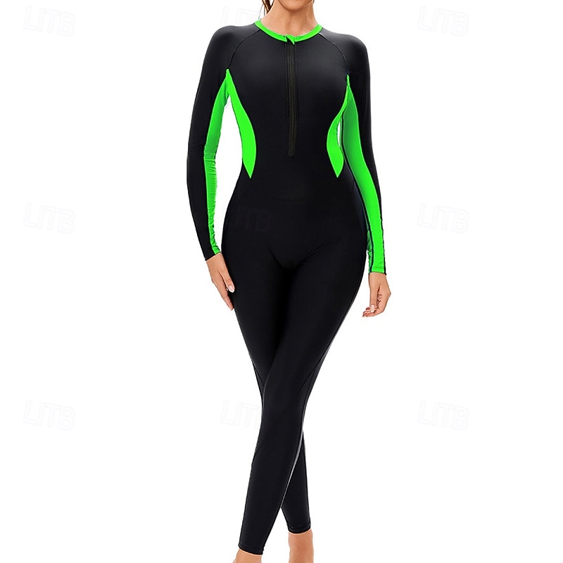 Dame Badedrakt Rash-guard UV Solbeskyttelse UPF50+ Langermet Badetøy Ta igjen glidelåsen Svømming Surfing Lapper Vår Høst 2025 - $32.99 –P9