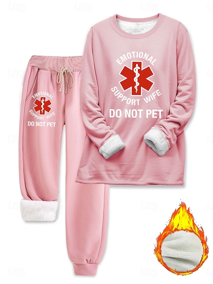 Femmes Élégant Chaud Mode Ensembles deux pièces Survêtement Ensembles de Pantalons manche longue Manche Évêque Col ras du cou Col rond Graphique Lettre Imprimé Extérieur Vacances Quotidien Noir Rose de 2025 ? $44.99 –P3