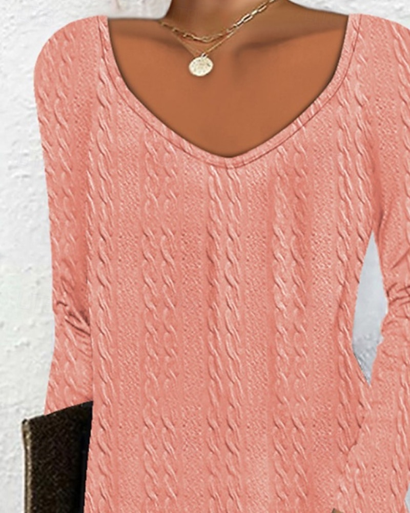 Damen Minikleid Freizeitkleid Klassisch Modern Outdoor Urlaub Ferien Normale Passform Einfach Langarm V Ausschnitt Rosa Blau Herbst 2025 - $22.99 –P2