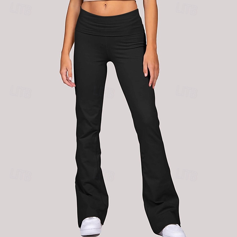 Mujer Pantalones acampanados Pantalones deportivos Control de barriga Gimnasio De Deporte Pilates Prendas de abajo Color sólido Negro Otoño Deportes Ropa de Deporte Delgado 2025 - $17.99 –P1