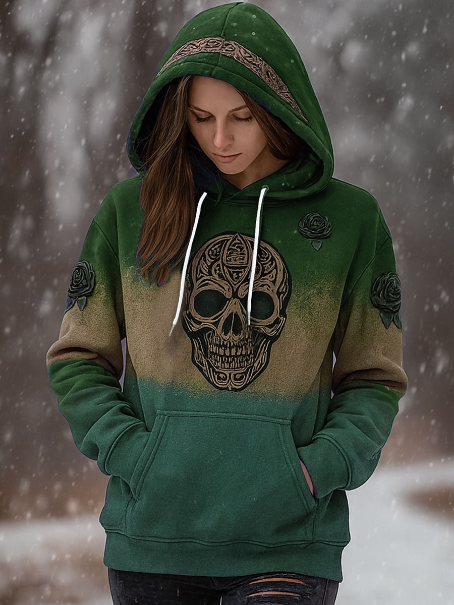 Per donna Felpa con cappuccio Grafico Teschio Casual Manica Lunga Con Cappuccio Top Regolari Abbigliamento da sera Streetwear Abbigliamento Quotidiano Blu Viola Marrone Verde Grigio Primavera Autunno del 2025 a $27.99 –P4