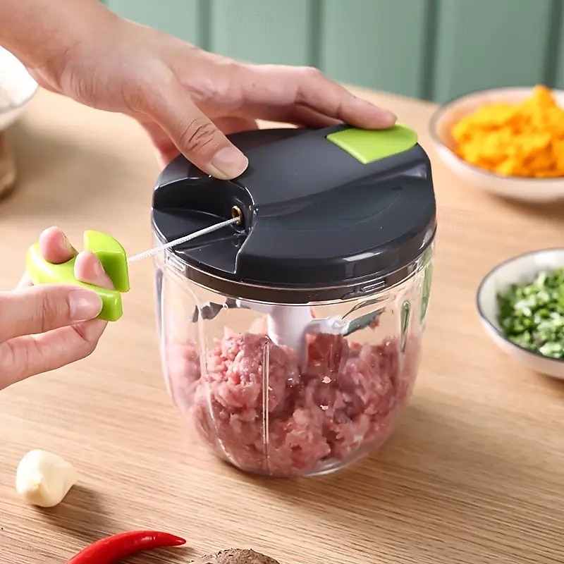 robot da cucina manuale, tritatutto per verdure con lame in acciaio inox, tritatutto portatile a mano con filo, taglia-aglio, taglia-cipolla per verdure, zenzero, frutta, noci, erbe aromatiche del 2025 a $15.99 –P6