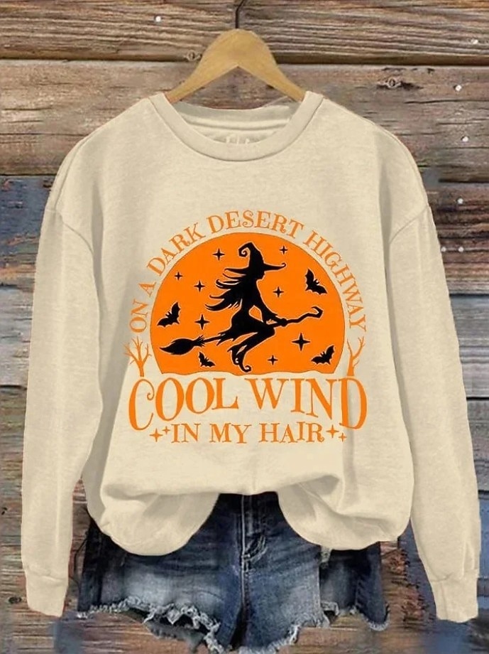 Pull Sweat à Capuche Femme Halloween Graphique Sorcière Crâne Mode Décontracté Manches Longues Col Rond Tops Classiques Quotidiens Casual Imprimé Noir Violet Orange Vert Gris Automne Hiver de 2025 ? $24.99 –P4