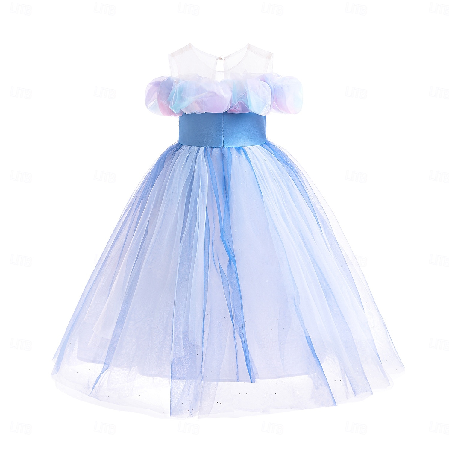 Robe pour fille, couleur unie, manches courtes, tenue de soirée, de spectacle, d'Halloween, de cosplay, décontractée, mignonne, en polyester, été, 4 à 12 ans, multicolore, bleu de 2025 ? $44.99 –P3