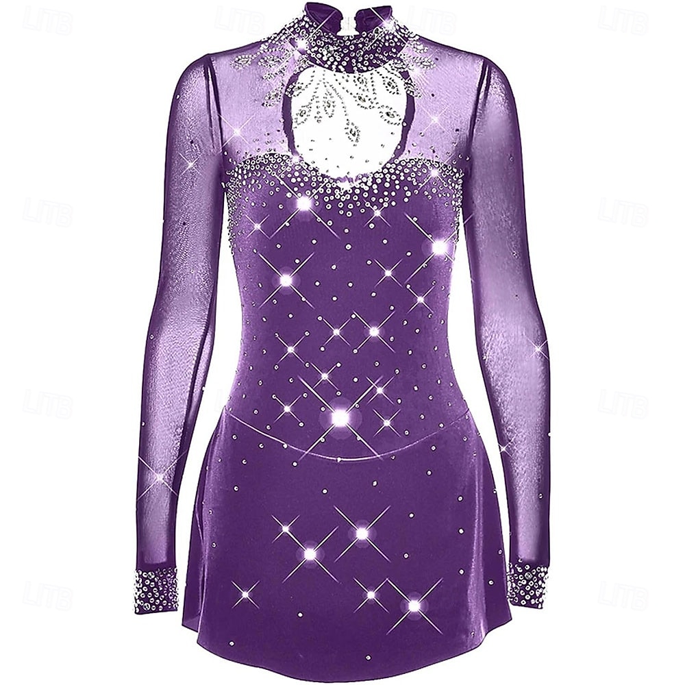 naisten taitoluistelupuku tytöille mustat strassit kilpailutanssiasut 2026 - $228.69 –P11
