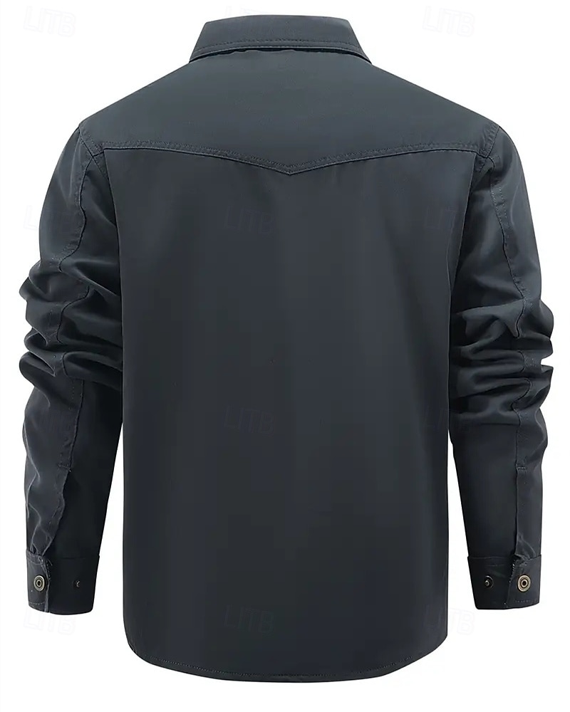 Herren Leichte Jacke Cargo-Jacke Freizeitjacke Urlaub Täglich Atmungsaktiv Tasche Herbst Winter Einfach Mode Klassisch Revers Regulär Schwarz Blau Khaki Jacken 2026 - $53.99 –P11