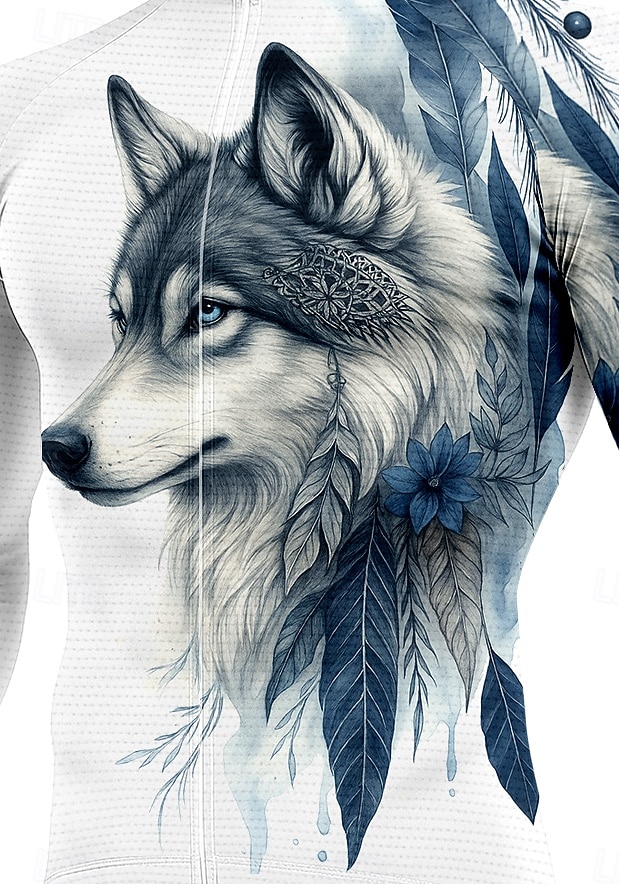 Per uomo Top Maglia da Ciclismo Grafico Lupo Stampa animal Manica Lunga Bicicletta Maglia Top con 3 tasche posteriori Sole Protezione Solare Protezione solare Asciugatura Rapida Gli sport Blu del 2026 a $34.99 –P3