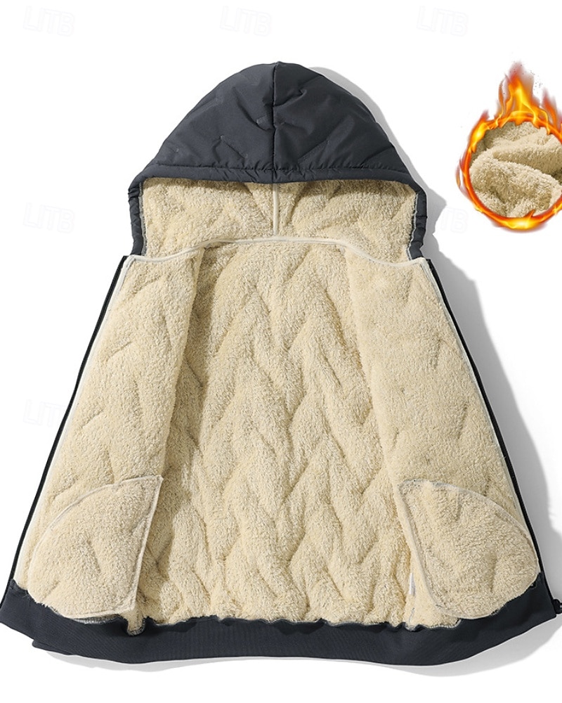 Barn Pojkar Hoodiejacka Pufferjacka Ytterkläder Ensfärgat Långärmad Dragkedja Ficka Täcka Utomhus Dagligen Svart Grå Vinter 4 år + 2025 - $33.99 –P6