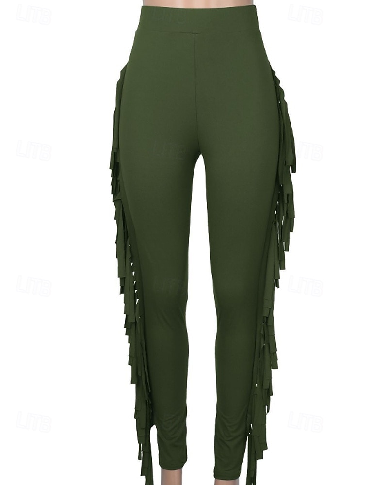 Naisten Housut Sukkahousut Mukavat leggingsit Katutyyli Vapaa-aika Täyspitkä Luonnollinen Tavallinen Tupsu Joustava vyötärö Mukava Pyhäpäivä Arki-asut Viikonloppu purppura Musta Valkoinen Armeijan 2025 - $24.99 –P6