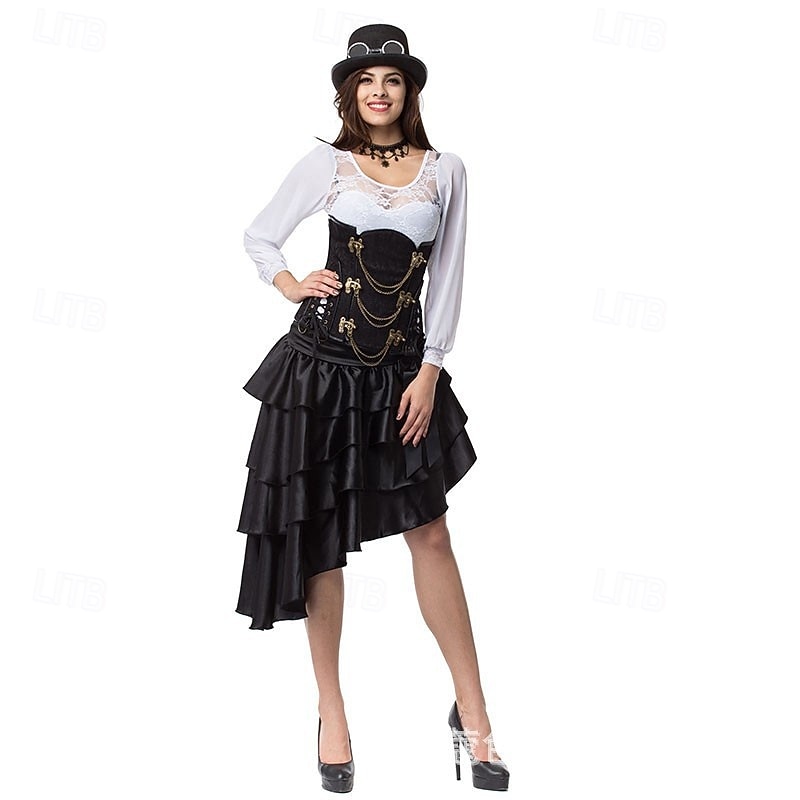 Retró Punk és gótika Steampunk Szoknya Gót lány Fodros Jelmez Női Fantasy Steampunk Álarcos mulatság Alkalmi / Napi Felnőttek Szoknya Minden évszak 2025 - $38.99 –P10