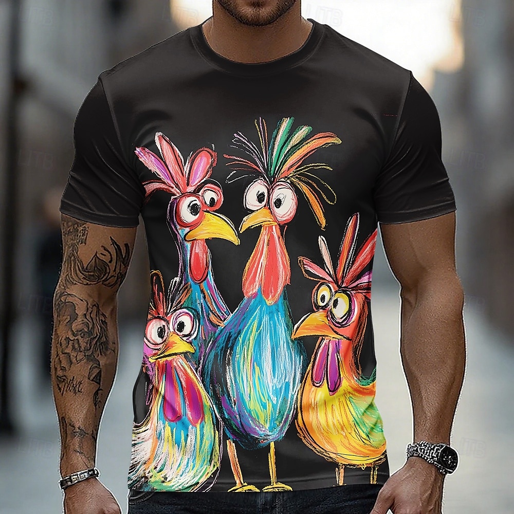 Bărbați Cocoș Amuzant Tricou Manșon scurt Tricou Tipărire 3D Stil Nautic Cămașă Exagerat Designer Petrecere Concediu Albastru piscină Negru Mov Vară Primăvară Îmbrăcăminte S M L XL XXL XXXL 2026 - $19.49 –P1