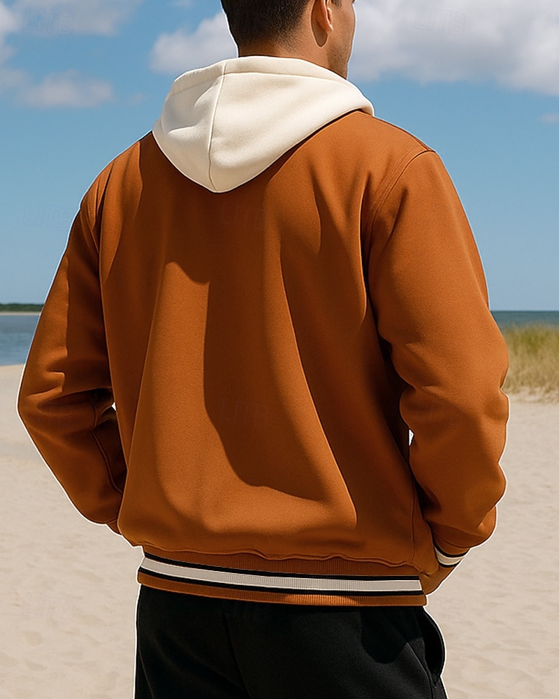 Herr Färgblock Utomhusjacka Basebolljacka Vår Höst Med fickor Långärmad Sport Andningsfunktion Utomhus Resor Sport Svart Brun Beige Sportkläder Sportkläder 2026 - $50.99 –P2