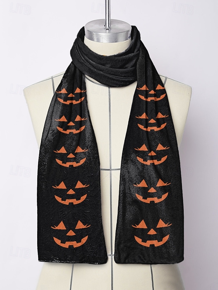 Eșarfă imprimată de Halloween pentru femei – șal lung și confortabil cu modele de fantome, jack-o'-lantern și vrăjitoare, accesoriu moale și ușor de toamnă pentru petreceri costumate, Halloween, festivaluri și purtare zilnică 2025 - $14.99 –P6