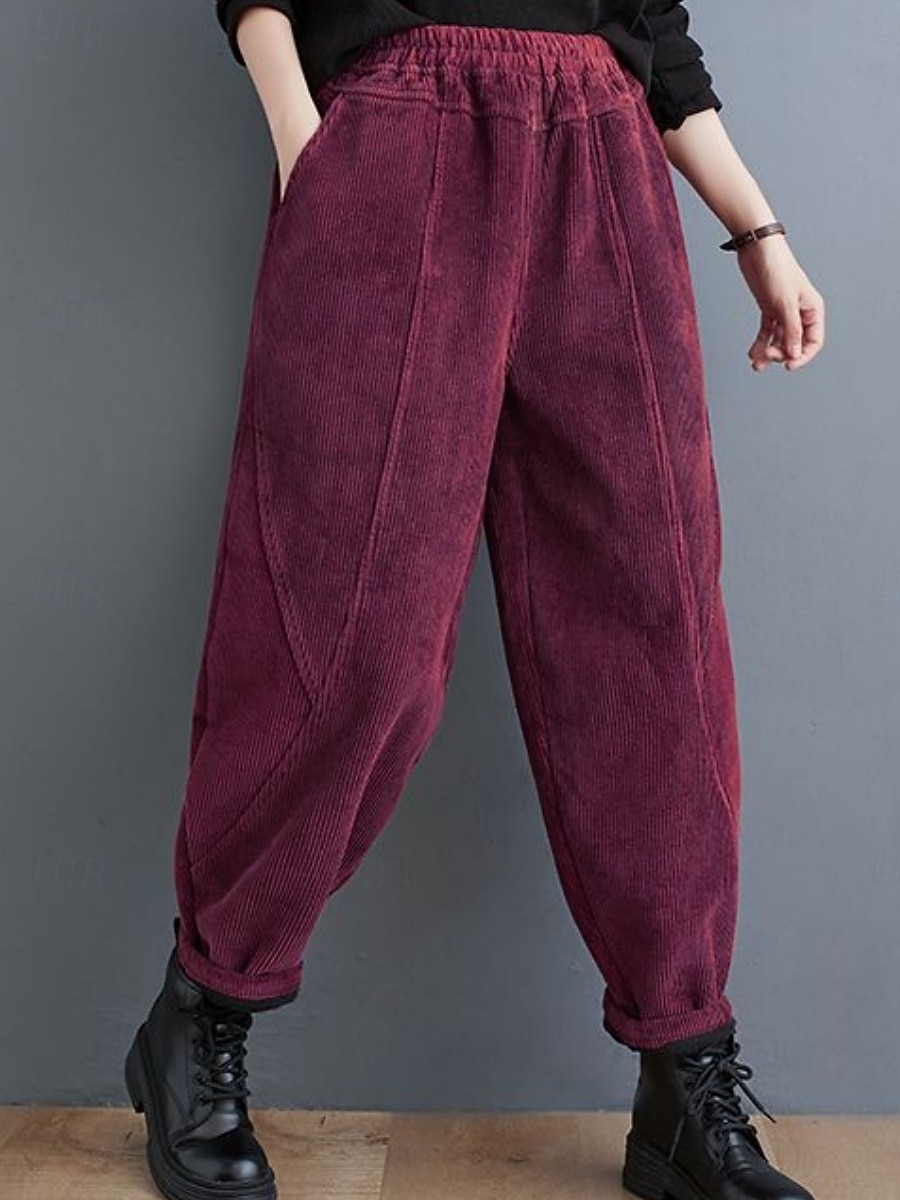 Mujer Chinos Vacaciones Moda Casual Longitud total Alta cintura Plano Bolsillo Cintura elástica Confortable Suave Cómodo Microelástico Exterior Calle Negro Morado Verde Trébol Café Primavera Otoño 2025 - $26.99 –P2