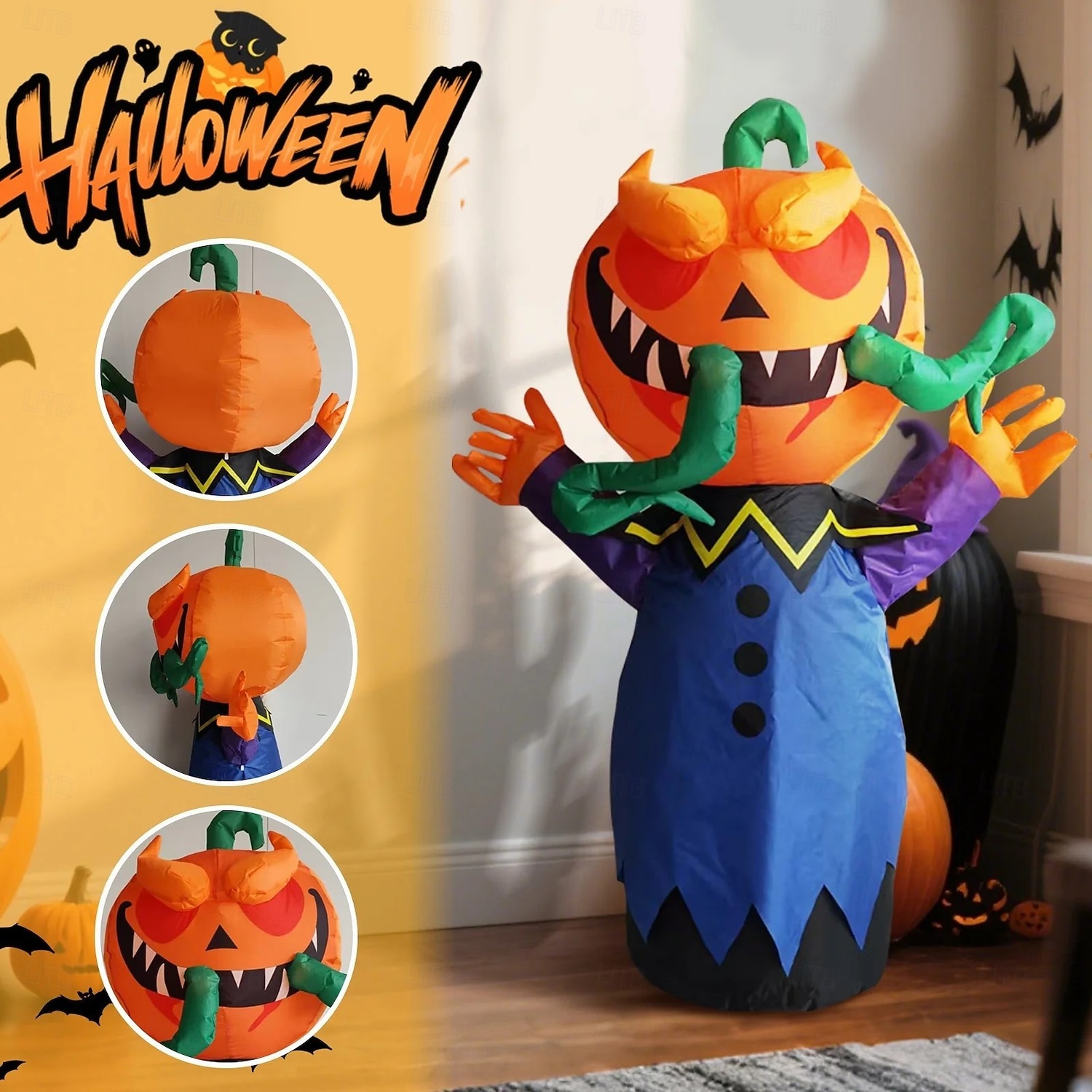 1 Pc Halloween 1.5M Terrifying Pumpkin with Lamp Inflatable Air Model Indoor and Outdoor Courtyard Garden Lawn Party Atmosphere Decorative Lamp US/EU/UK/AU Plug 2025 - $39.99 –P3