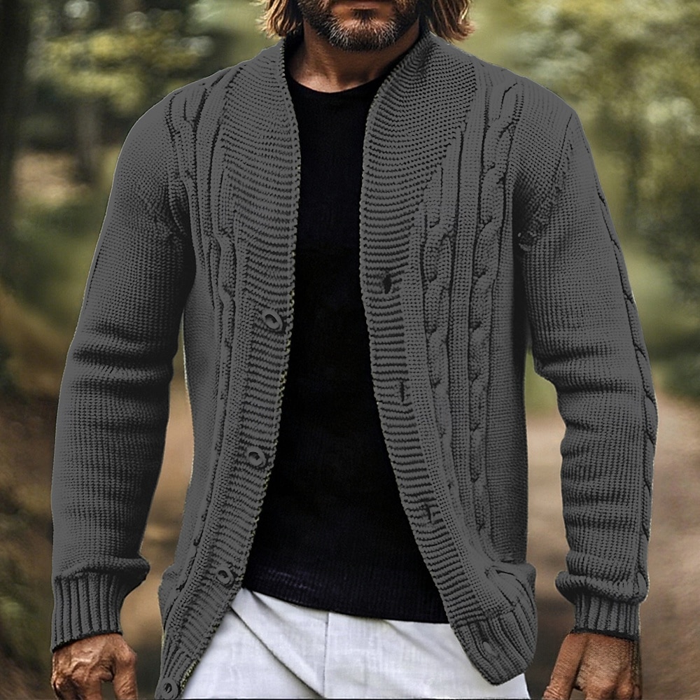 Herren Strickjacke Kurzer Pullover Strickpullover Gerippt Kurz gestrickt Stricken Normale Oberteile Stricken Kabel Einfarbig Stehkragen Mode Klassisch Urlaub Alltagskleidung Bekleidung Herbst Winter 2026 - $50.99 –P3