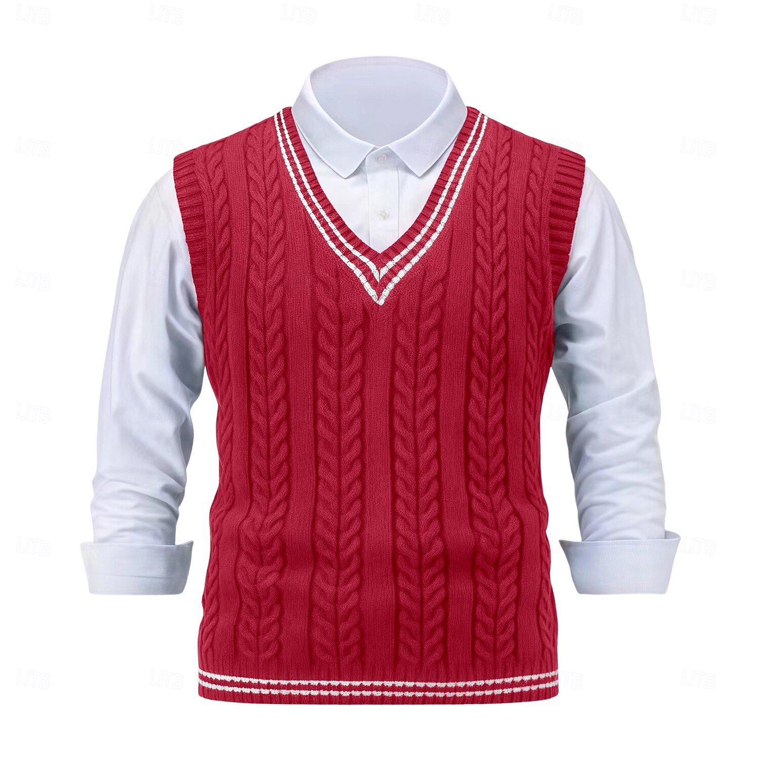 Herren Pullover Pullunder Zopfmuster Stricken Normale Oberteile Gestrickt Schmale Passform Geometrisch V Ausschnitt Strickware Zeitgenössisch Lässig Alltagskleidung Bekleidung Winter Frühling & Herbst 2025 - $25.99 –P5