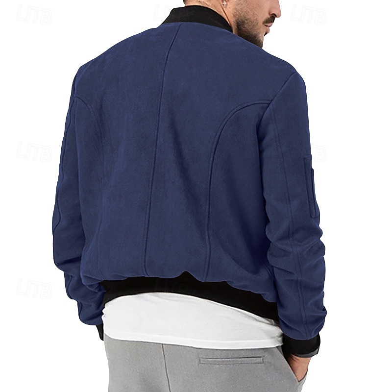Per uomo Giubbotto bomber Giacca Casual Giacca in camoscio Vacanza Quotidiano Caldo Tasca Autunno Inverno Semplice Moda Classico Collo alla coreana Regolare Nero Rosso Blu marino Marrone Verde Giacca del 2025 a $36.99 –P10