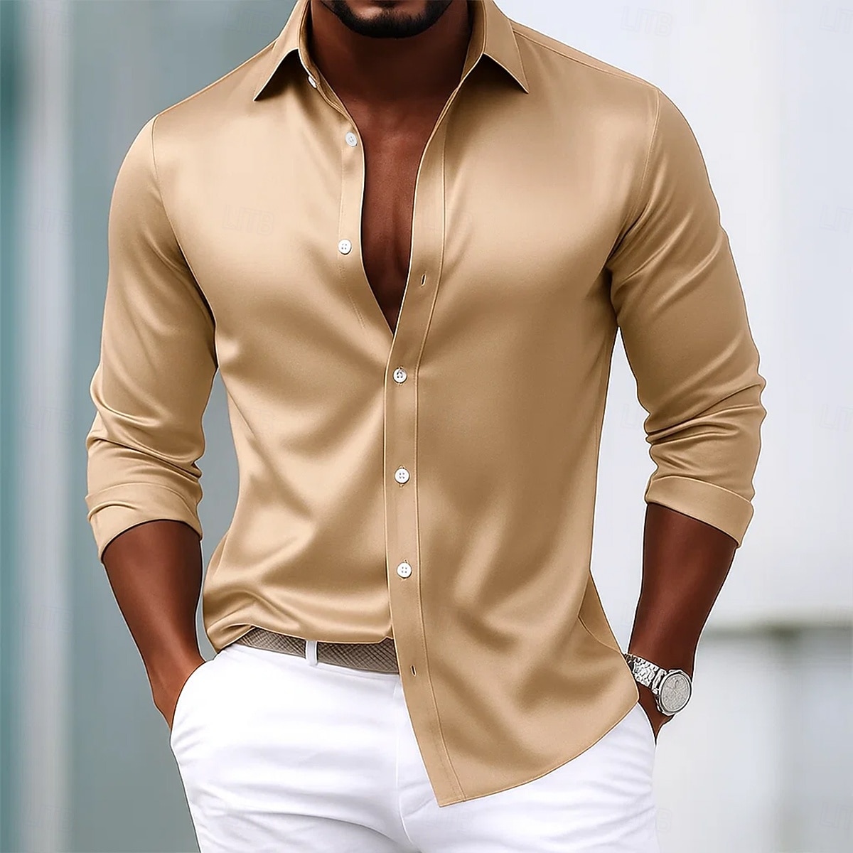 Per uomo Camicia Camicia in raso Camicia elegante Camicia casual Camicia con Bottoni Camicia da Ballo Semplice Formale Matrimonio Blu chiaro Nero Blu reale Oro Manica Lunga Bavero Tutte le stagioni del 2025 a $23.99 –P3