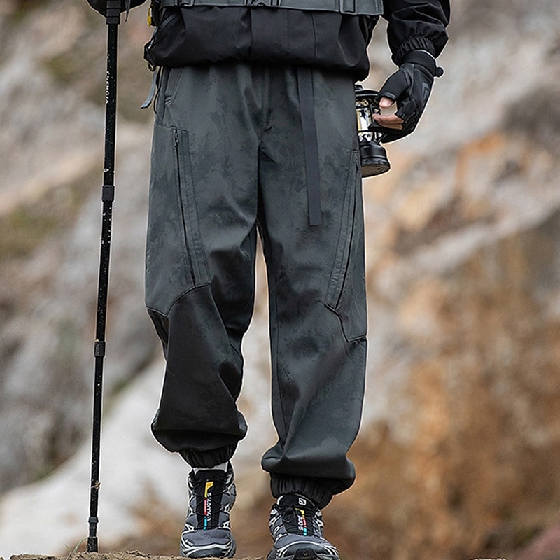 Homens Calças de Trilha Calças impermeáveis Calças com cordão Calças Softshell Ao ar livre Normal Prova-de-Água A Prova de Vento Calças Bolsos Cintura elástica Preto Branco Acampar e Caminhar Corrida de 2025 por $48.99 –P8