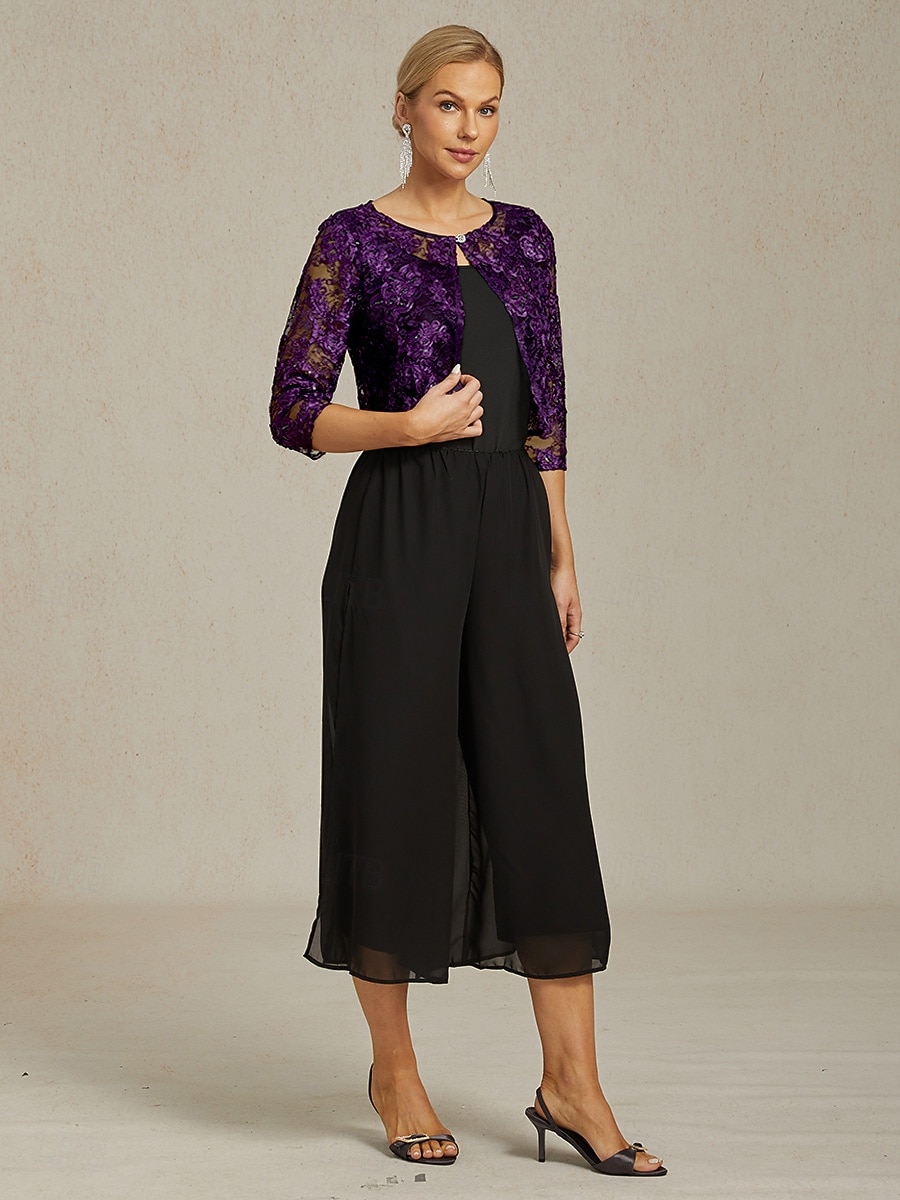 veste blazer femme dentelle brodée paillettes ouvert devant élégant floral formel anniversaire fête mariage invité ouvert devant court col rond coupe régulière manches 3/4 vêtements d'extérieur de 2025 ? $59.99 –P6