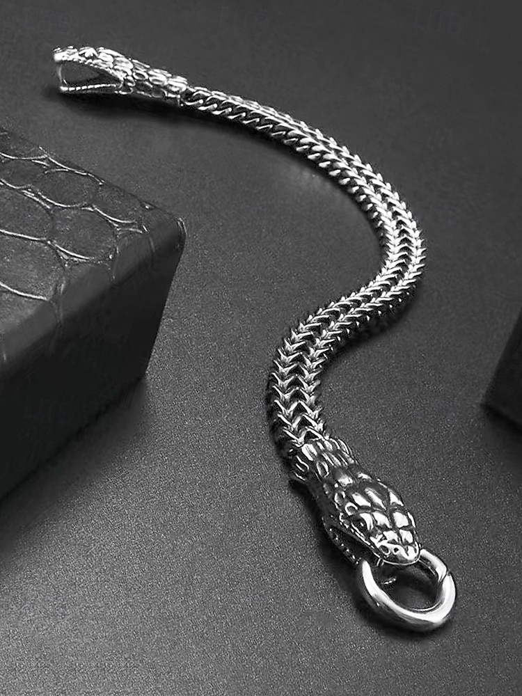 Halloween-armbånd med slangehode til herre – gotisk punk-kjede i rustfritt stål med armbåndsmykker til fester, cosplay og uteliv 2025 - $9.99 –P4