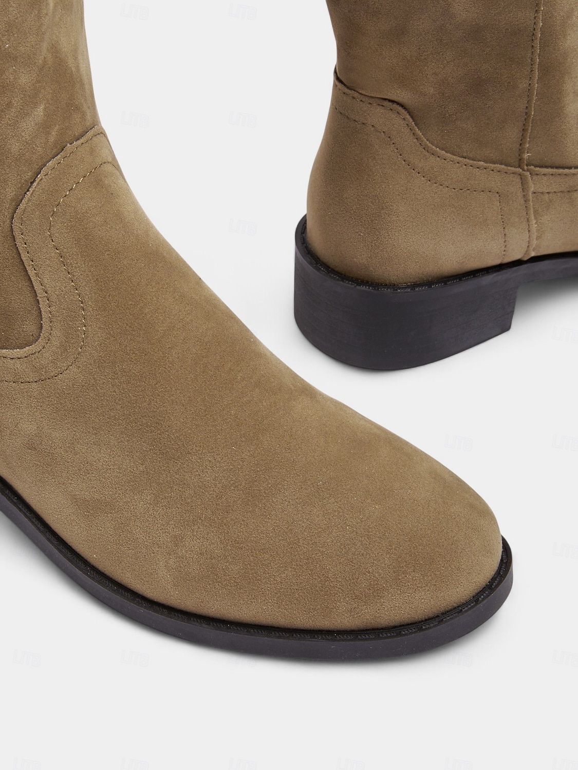 Bottes mi-mollet kaki pour femmes – Bottes à talons bas de style western décontracté pour l'automne et le quotidien de 2025 ? $32.99 –P2