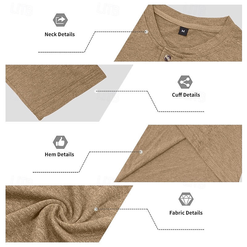 Pánské Tričko Tričko Henley Trička Tričko Top Dlouhý rukáv Henley Jaro Podzim Bez vzoru Módní Designové Základní Kapsy Dovolená ulice Jdeme ven Fialová Top tričko pro muže 2026 - $22.99 –P5
