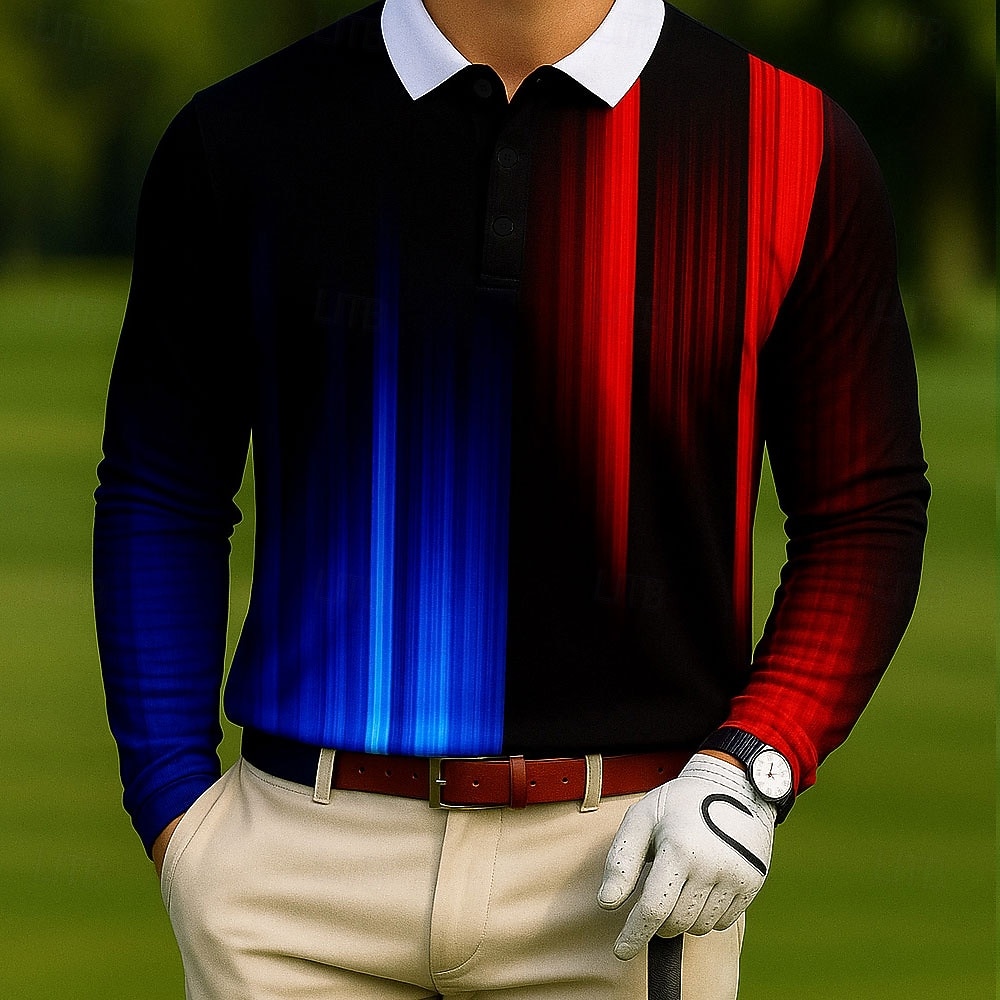 Per uomo Astratto Geometrico Polo Manica Lunga Magliette polo Bavero Casual All'aperto Athleisure Abbigliamento quotidiano Stampa 3D Bottoni Primavera Autunno Inverno Nero 1 Nero 2 Nero del 2026 a $22.99 –P2