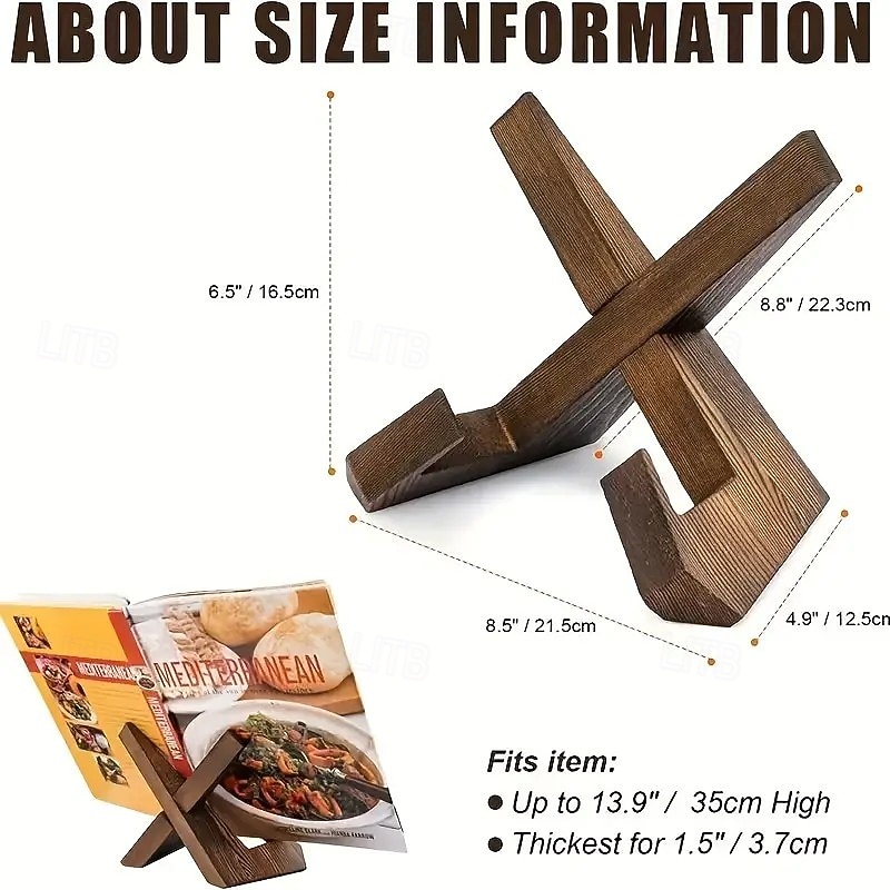 Porta ricettario da cucina in legno – porta ricettario rustico da banco con angolazione regolabile, robusto espositore in legno per libri di cucina, tablet e ricette – ideale per l'arredamento di del 2025 a $12.49 –P3