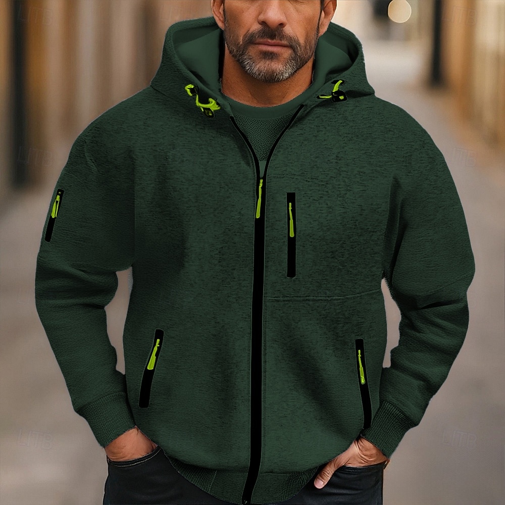 Per uomo Felpa con cappuccio Felpa con cappuccio a zip intera Felpa con cappuccio in pile Nero Vino Blu marino Blu Reale Verde scuro Con Cappuccio Semplice Tasca Sport & Outdoor Quotidiano Ferie del 2025 a $23.99 –P6