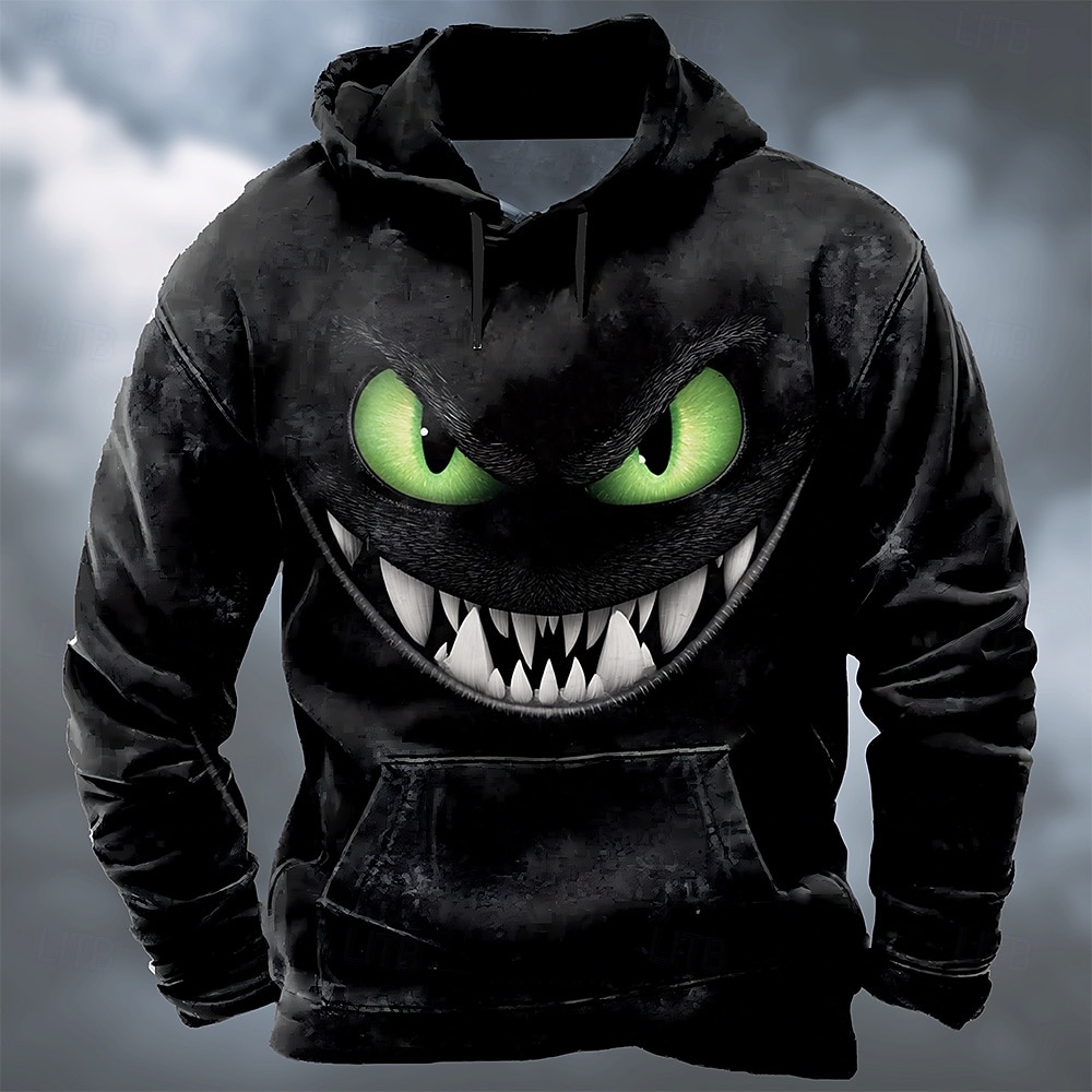 Halloween Homme Dragon 3D Sweat à capuche Sweatshirt Punk Exagéré manche longue Col ras du cou Club Vêtements de rue Bleu Violet Cordon de serrage Automne Hiver Designer de 2025 ? HUF 7549 –P1