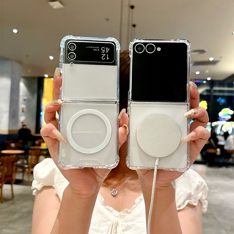 2025年 電話 ケース 用途 サムスンのギャラクシー Zフリップ7 Zフリップ6 Z Flip 5 バックカバー ストラップ付き ワイヤレス充電をサポート 耐衝撃 レトロ風 PC  コレクション – $10.99 –P1