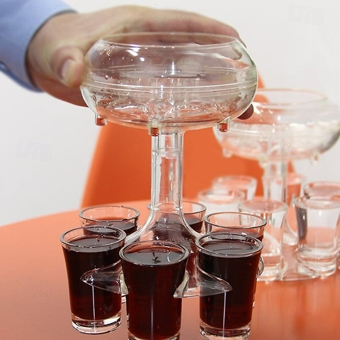 6 Shot Glass Dispenser and Holder Acrylic Liquor Dispenser Set with Cup Rack Durable Anti Drop Six Cup Pourer Perfect Bar Accessory Whiskey Vodka Drinkware Gift Set 2025 - $22.99 –P6