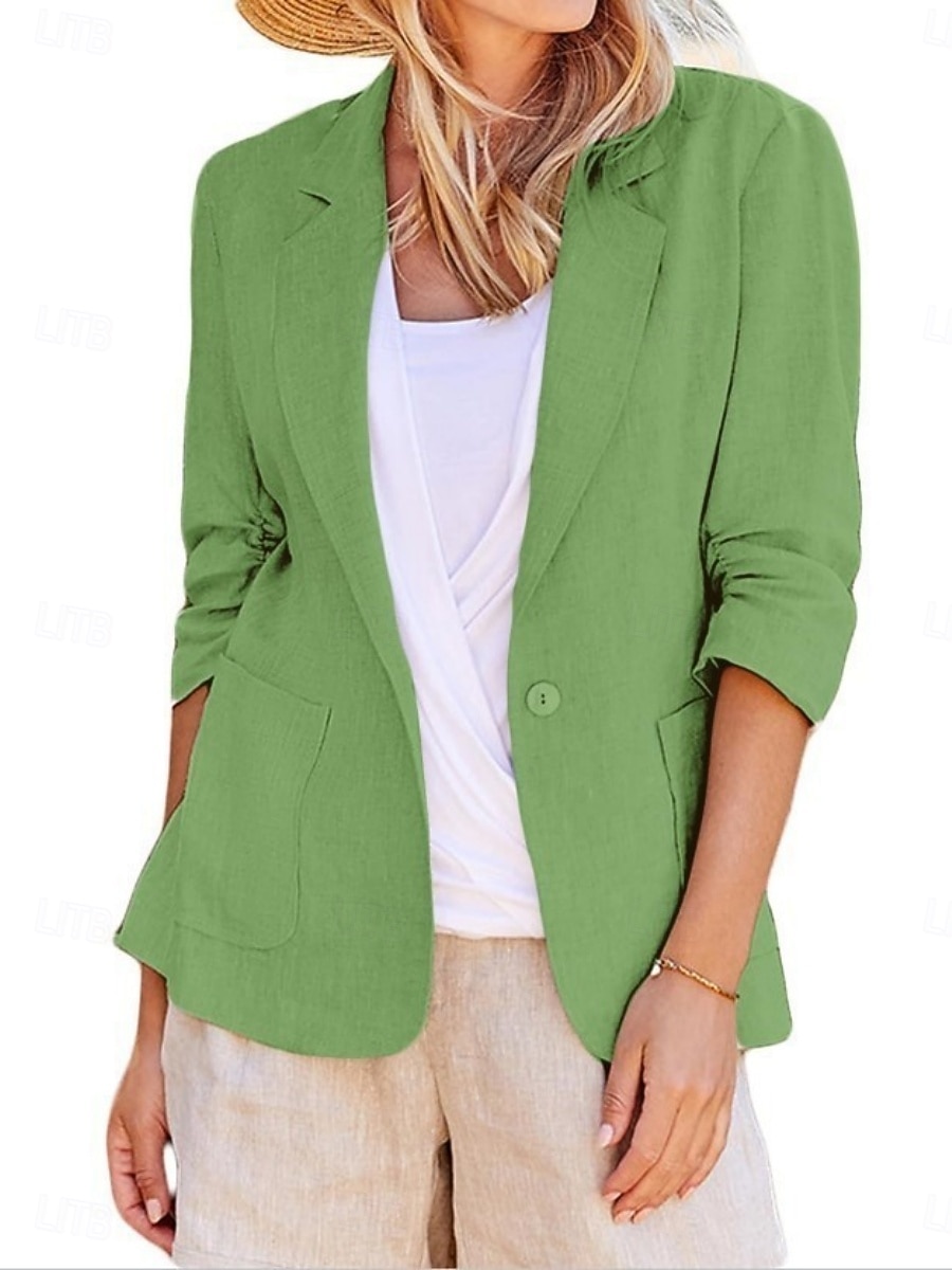 Damen Blazer Bequem Atmungsaktiv Tasche Knöpfe Mode Täglich Einfach Outdoor Lässig Täglich Einreihig Regulär Revers Normale Passform Langarm Oberbekleidung Schwarz Weiß Rosa Frühling Herbst 2025 - $22.99 –P3