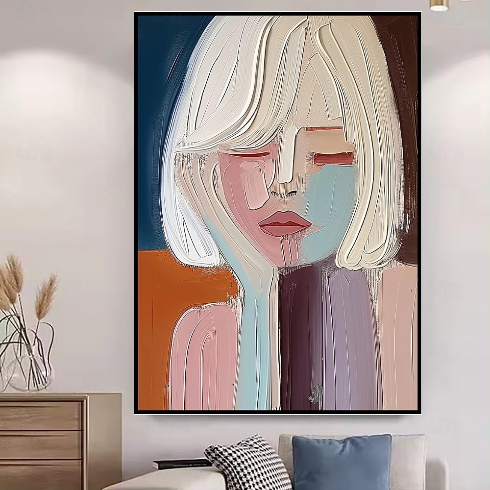 Handmade Oil Paintings Canvas Wall Art Decoration Modern Cream Style Abstract Hair Salons Women's Decorative Paintings for Home Decor Rolled Frameless Unstretched Painting 2026 - $77.99 –P1