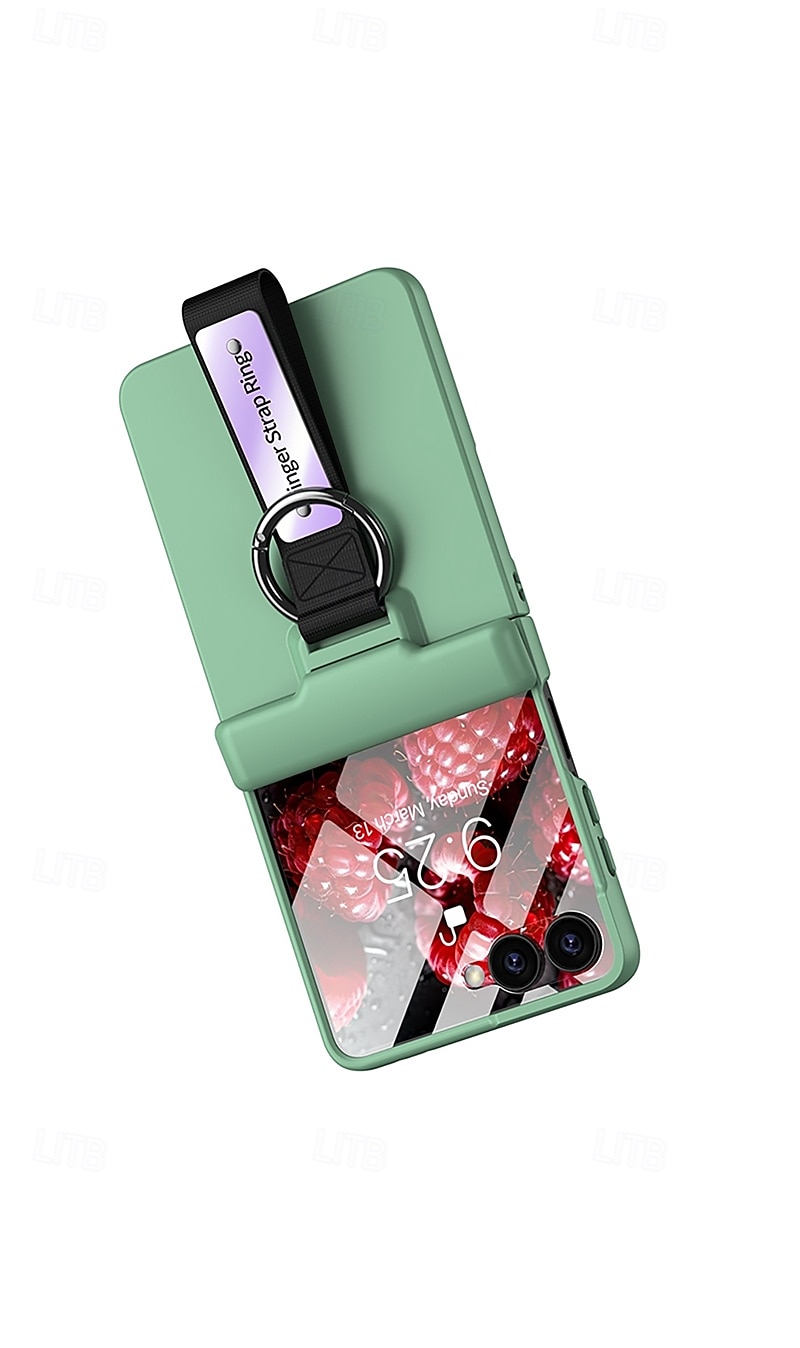 טלפון מגן עבור סמסונג גלקסי Z Flip 7 Z Flip 6 Z Flip 5 כיסוי אחורי עם רצועת יד אבזם טבעת עמיד בזעזועים רטרו PC 2025 - $24.99 –P11