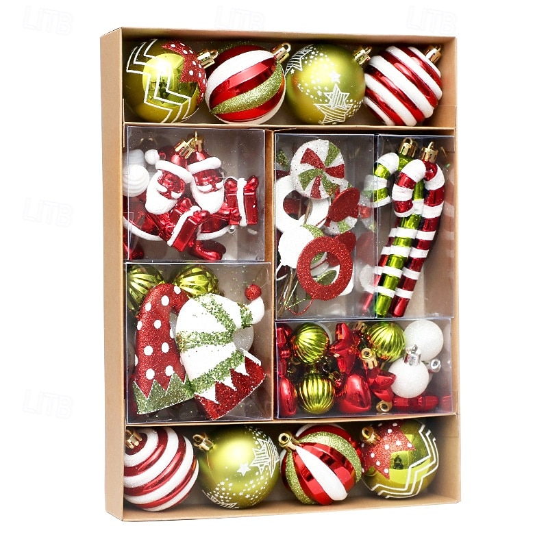50 st julgranskulor julgranskulor ornament, juldekorationer, målade julgranskulor set för julgransupphängning 2025 - $42.99 –P4