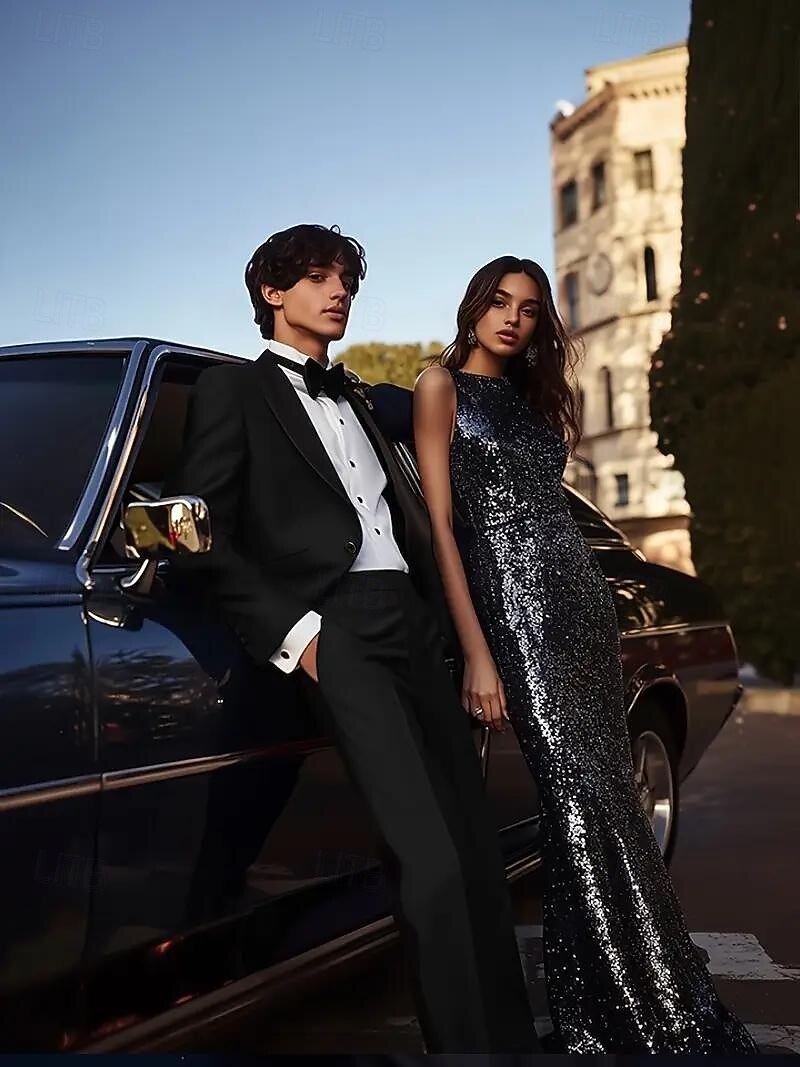 Uomo Smoking Abiti da sposa Casuale Affari Nero Primavera, Autunno, Inverno, Estate Tuta Bavero sciallato Formale Tinta unita Vestibilità su misura 2 pezzi Monopetto a un bottone del 2026 a $136.99 –P1