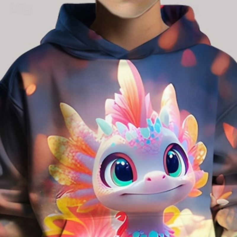 Pojkar 3D Drake Huvtröja Långärmad Vår Höst Mode Streetwear Barn 4-12 år Huva Utomhus Ledigt Dagligen Normal 2025 - $18.99 –P4