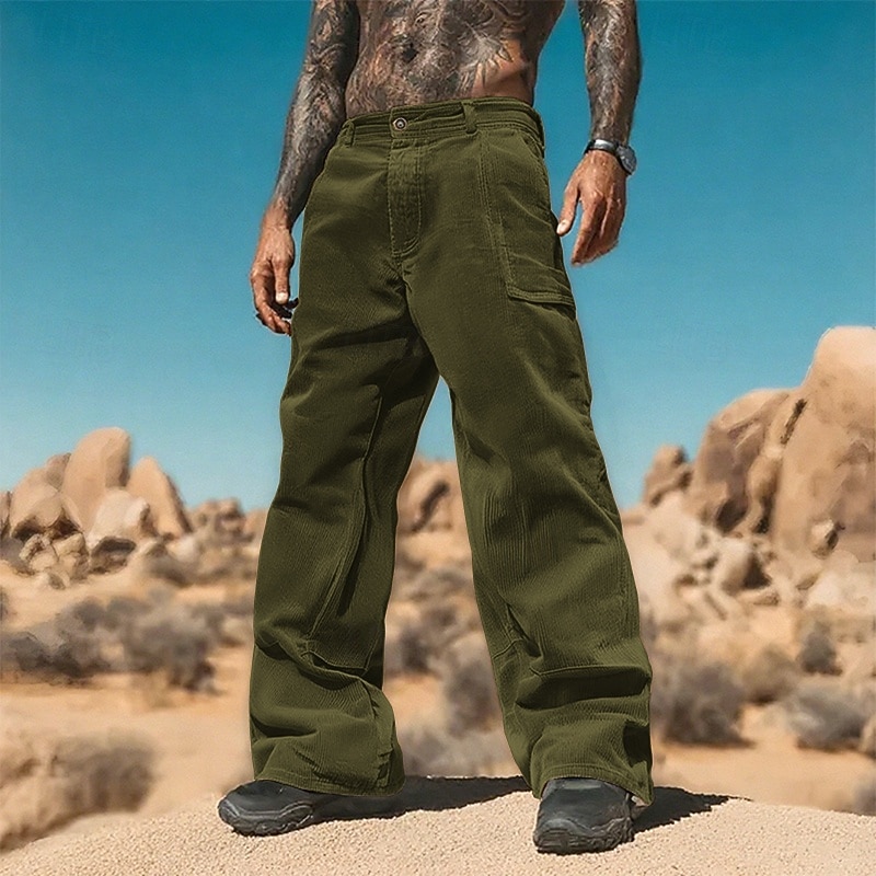 Per uomo Pantaloni in velluto a coste Pantaloni Pantaloni casual Tasca Bottoni Semplice Indossabile All'aperto Quotidiano Moda Classico Nero Verde militare del 2026 a $22.99 –P8