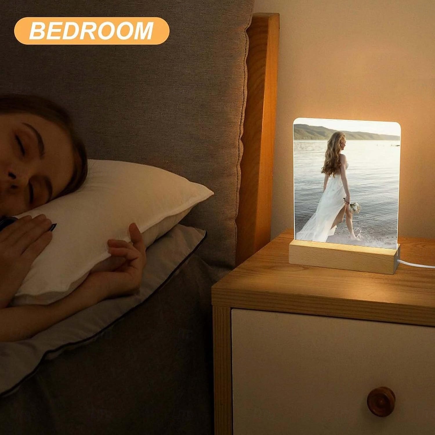 Personlig nattlys med foto, tilpasset gave, akryl LED-dekorasjon, USB-drevet, varm hvit, legg til bildet ditt, den perfekte julegave til bestevenner, elskere og familie 2026 - $16.99 –P7